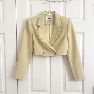 Asian Yellow Tinted Cream Cropped Blazer
